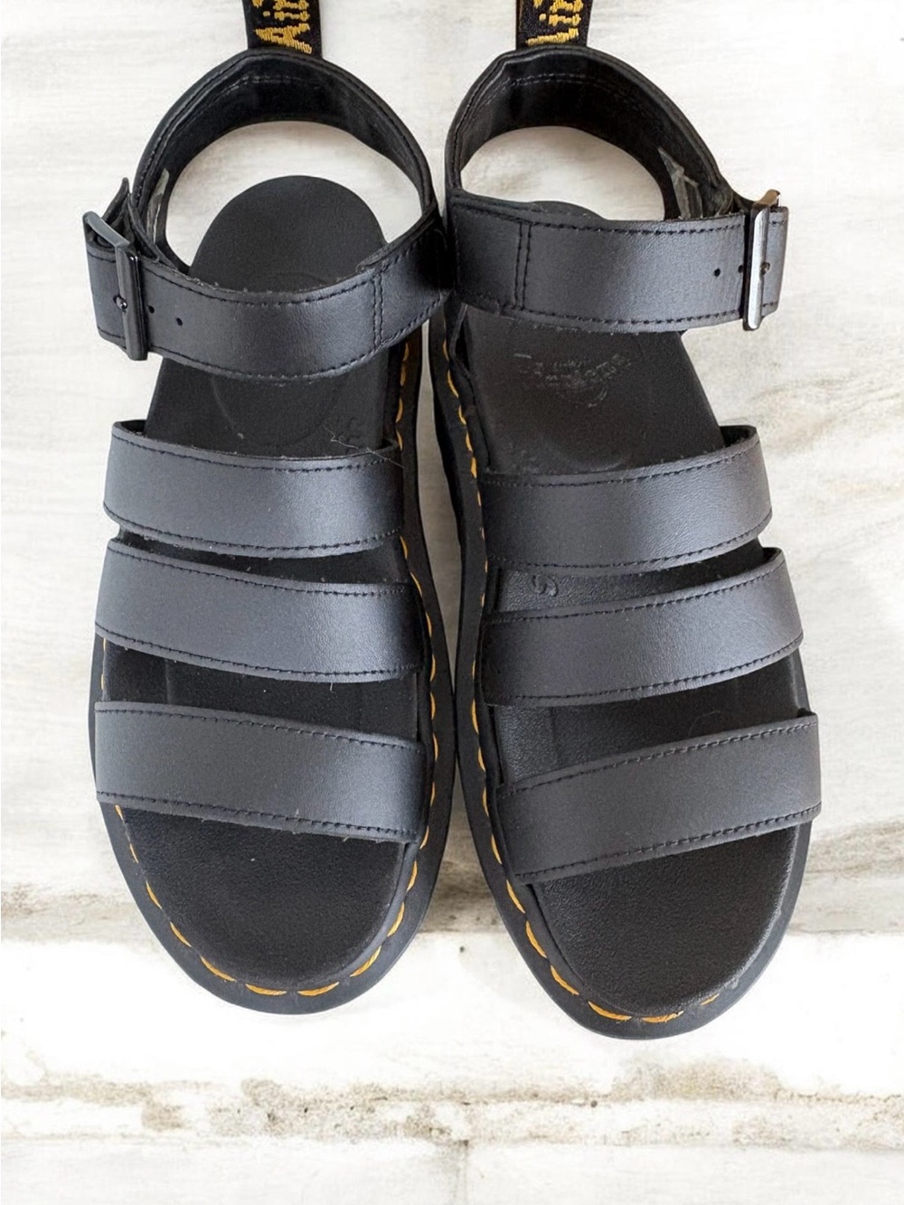 Dr. Martens Blaire Platform Sandal Black Leather Size 7 Nearly New - Picture 5 of 12
